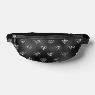 BLACK WITH SILVER GLITTER LOOK DIAMONDS FANNY PACK