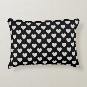 Black With Silver Glittery Hearts Accent Pillow