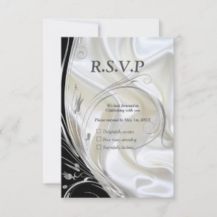 Black with Silver on Champagne Silk RSVP Card