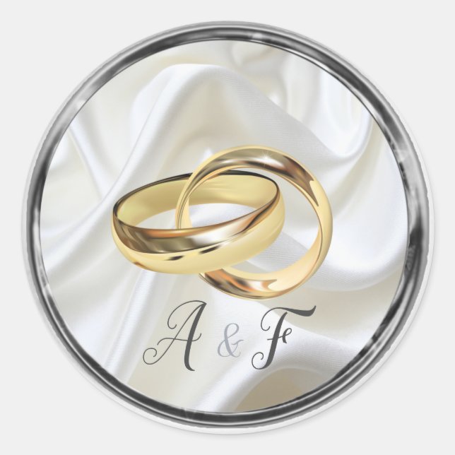 Black with Silver on Ivory Silk Classic Round Sticker (Front)