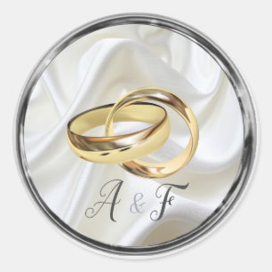 Black with Silver on Ivory Silk Classic Round Sticker