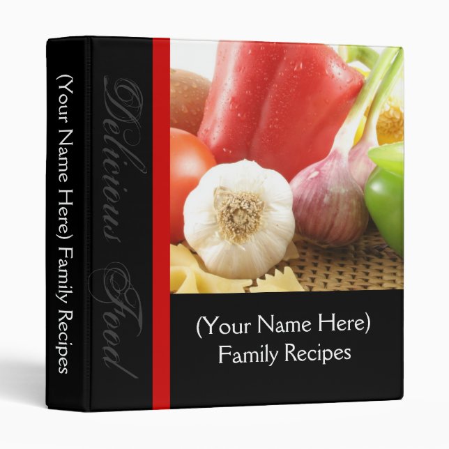 Black with Veggies/Pasta Recipe Binder (Front/Spine)