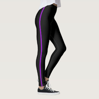 Black with Violet Stripe Leggings 