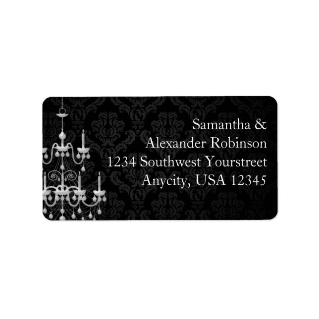 Black with White Chandelier Silhouette Label (Front)