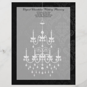 Black with White Chandelier Silhouette Letterhead
