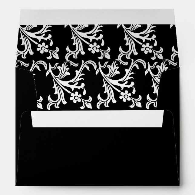 Black with White Damask Envelope (Back (Bottom))