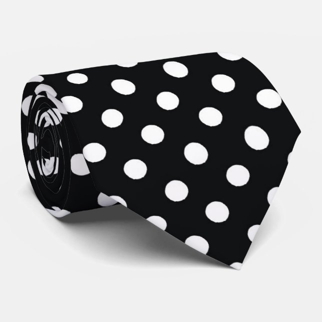Black with white dots tie (Rolled)