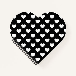 Black With White Hearts Notebook