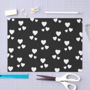 Black with white hearts tissue paper