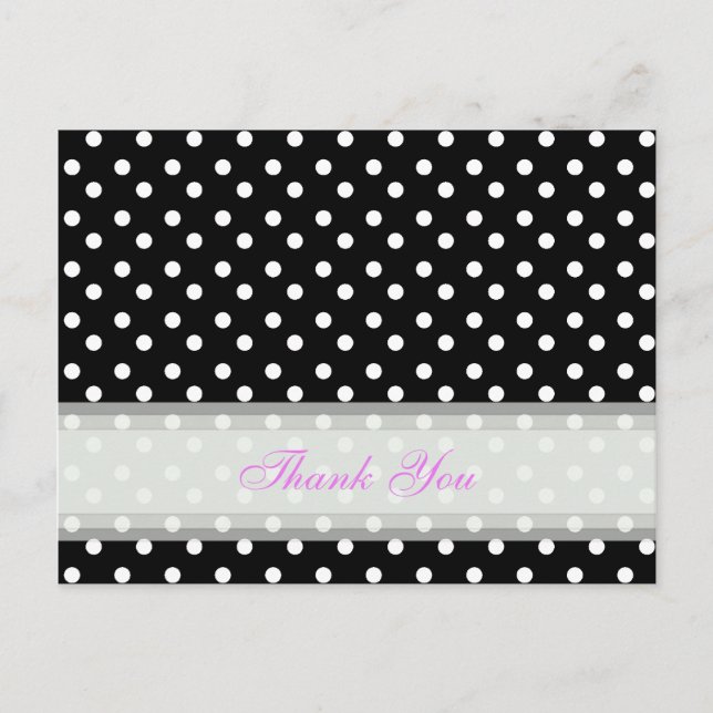 Black With White Polka Dot Thank You Cards (Front)