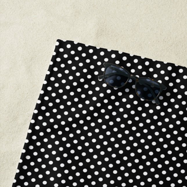 Black with white polka dots beach towel (In Situ)