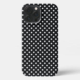Black with white polka dots iPhone 13 pro max case
