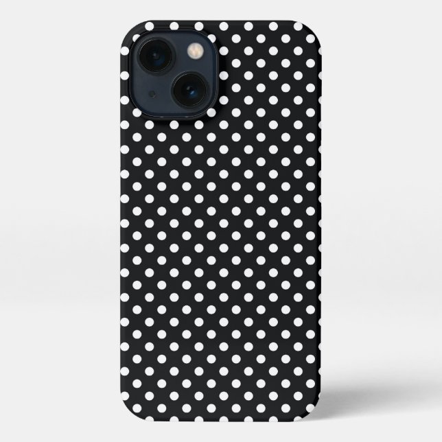 Black with white polka dots iPhone case (Back)