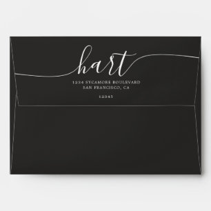 Black with White Script Return Address Envelope