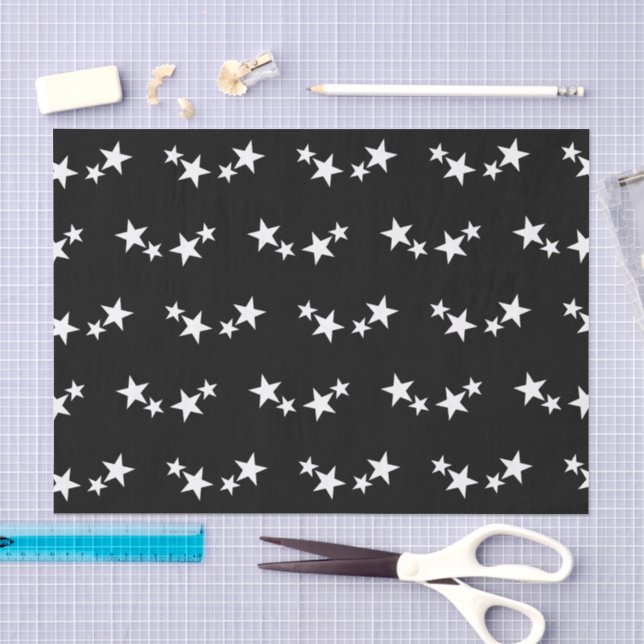 Black with white stars tissue paper (Craft)