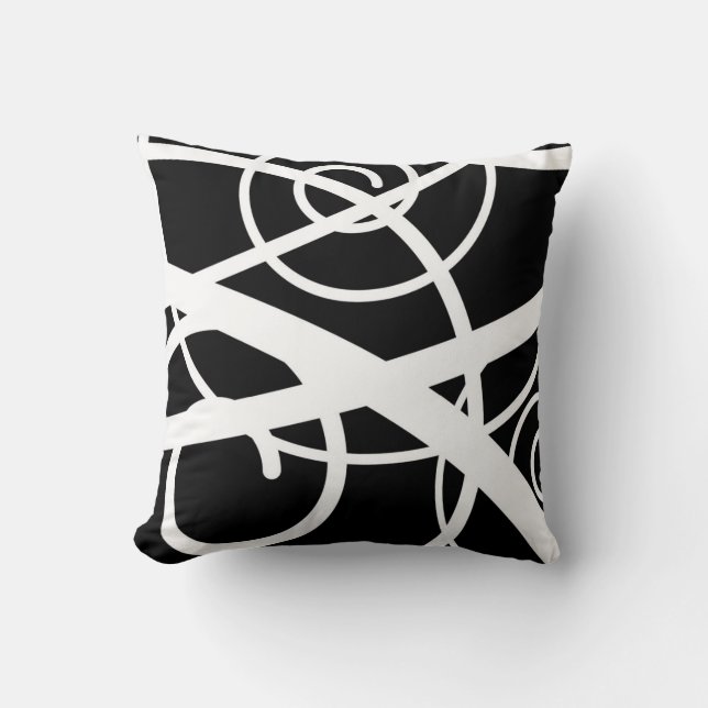 Black with white swirls throw pillow (Front)