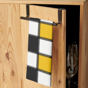 Black With Yellow Tartan Kitchen Towel