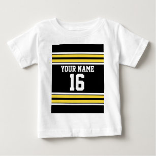 Black with Yellow White Stripes Team Jersey Baby T-Shirt