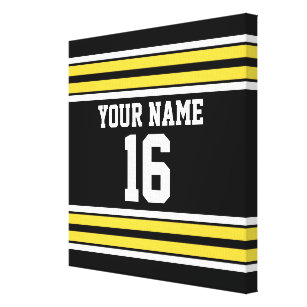 Black with Yellow White Stripes Team Jersey Canvas Print