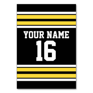 Black with Yellow White Stripes Team Jersey Table Number