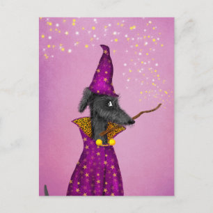 Black wizard dog postcard