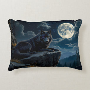Black Wolf Accent Throw Pillow
