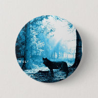 Black Wolf Alone in the Forest