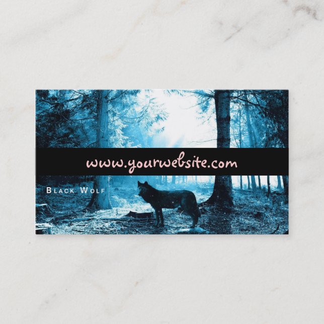 Black Wolf Alone in the Forest Business Card (Front)