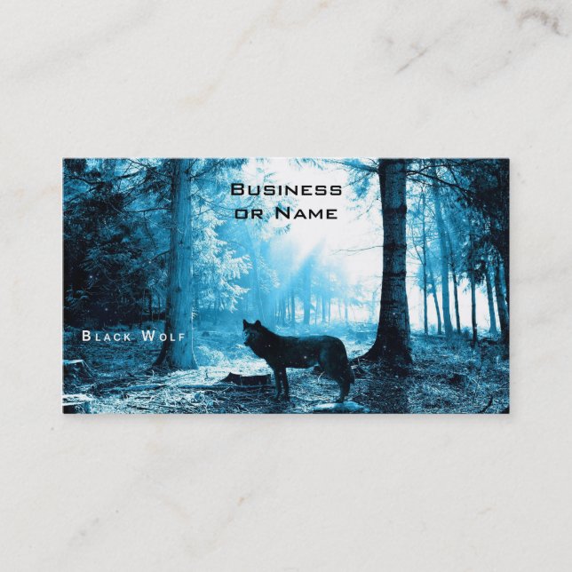 Black Wolf Alone in the Forest Business Card (Front)