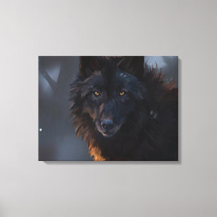 Black wolf canvas print