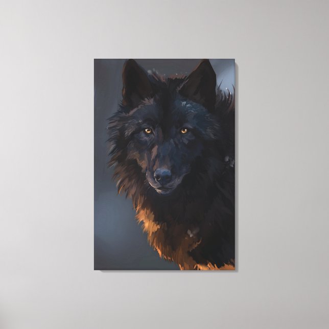Black wolf canvas print (Front)