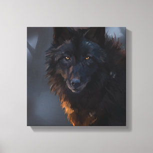 Black wolf canvas print