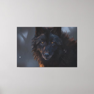 Black wolf canvas print