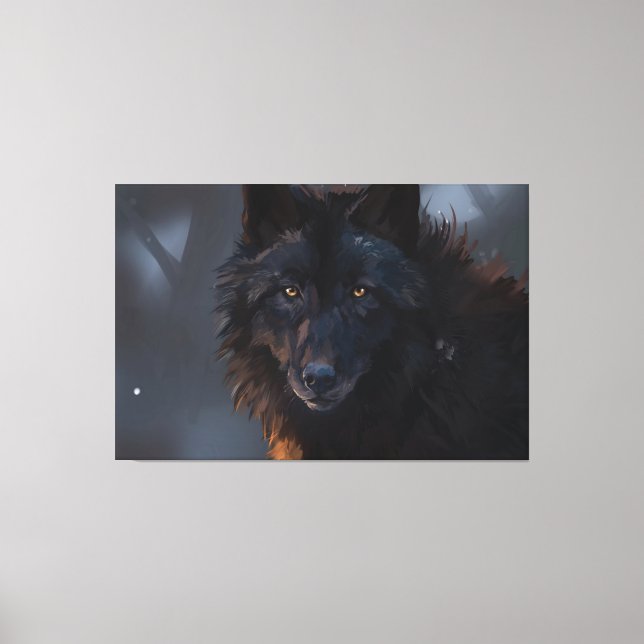Black wolf canvas print (Front)