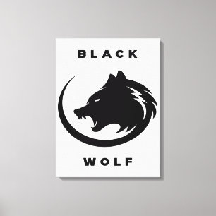 black wolf canvas print