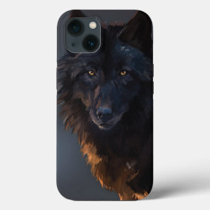 Black wolf iPhone 13 case