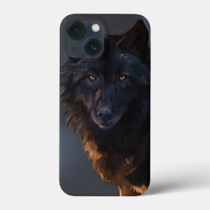 Black wolf iPhone 13 mini case