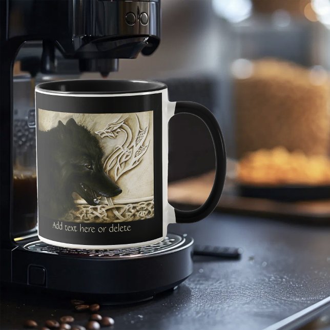 Black Wolf Celtic Dragon Knotwork Fantasy Mug (Creator Uploaded)
