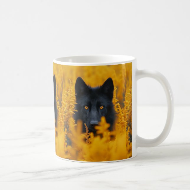 Black Wolf Dog German Shepherd  Coffee Mug (Right)