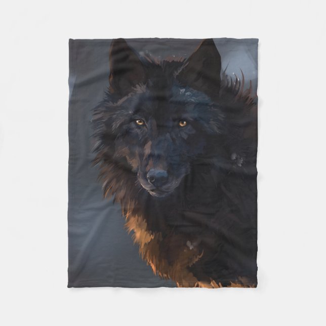 black wolf fleece blanket (Front)