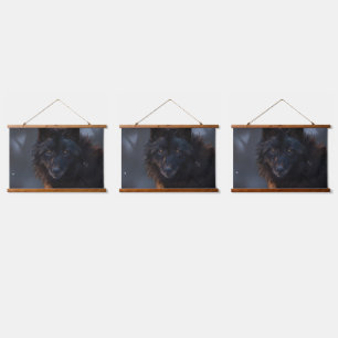 black wolf hanging tapestry