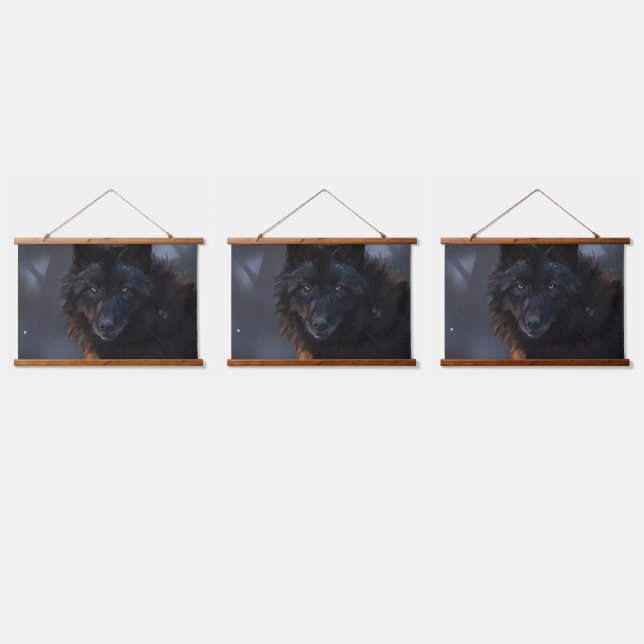 black wolf hanging tapestry (Triple)
