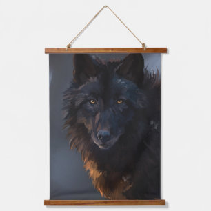 black wolf hanging tapestry