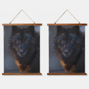 black wolf hanging tapestry
