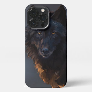 Black wolf iPhone 13 pro case