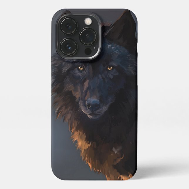 Black wolf iPhone case (Back)