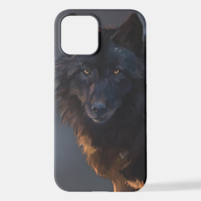Black wolf iPhone case (Back)