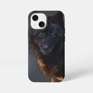 Black wolf iPhone 13 mini case