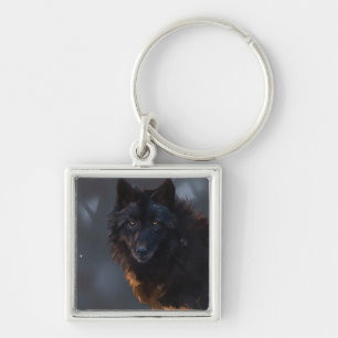 Black wolf keychain