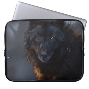 Black wolf laptop sleeve